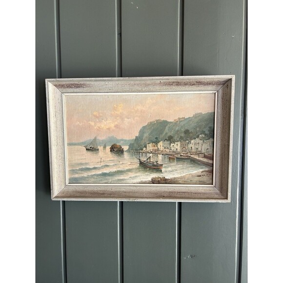 Original R. Scoppa Oil Painting Of Italian Coast Early 20th Century - Picture 1 of 7